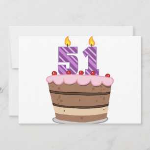 Age 51 on Birthday Cake Card