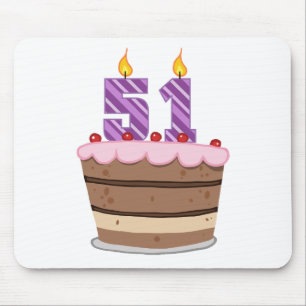 Age 51 on Birthday Cake Mouse Pad