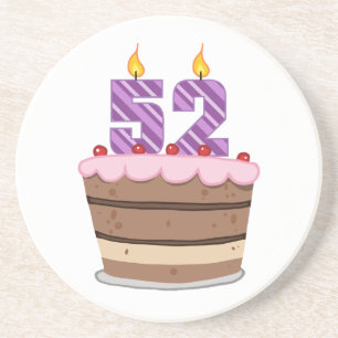 Age 52 on Birthday Cake Coaster