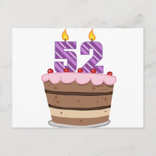 Age 52 on Birthday Cake Postcard