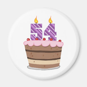 Age 54 on Birthday Cake Magnet