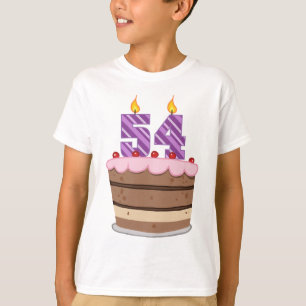 Age 54 on Birthday Cake T-Shirt