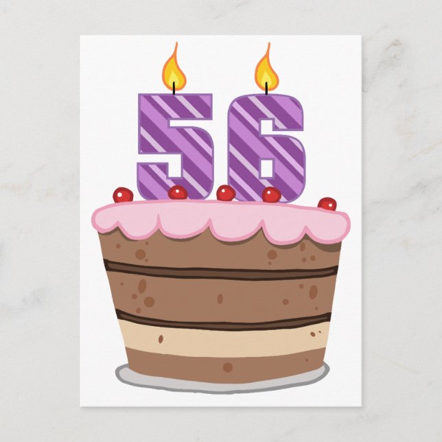 Age 56 on Birthday Cake Postcard (Front)