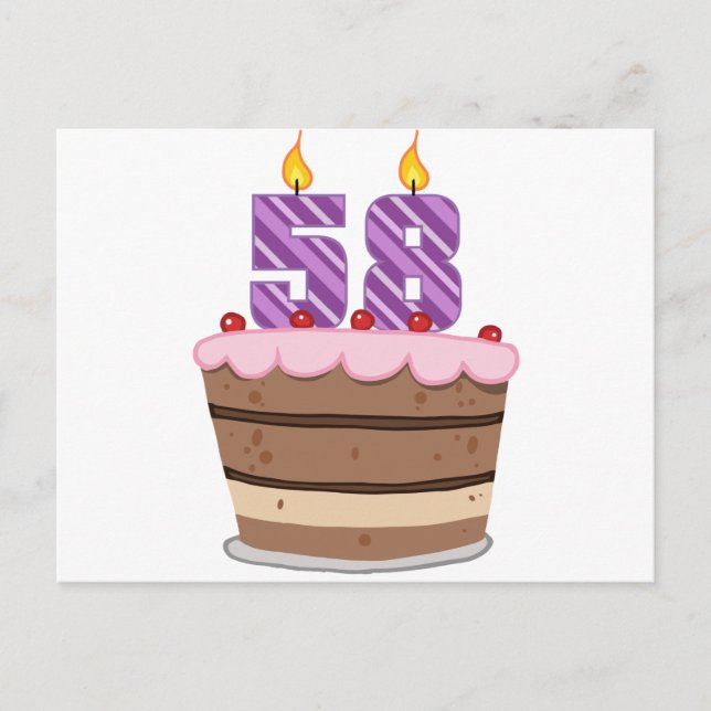 Age 58 on Birthday Cake Postcard (Front)