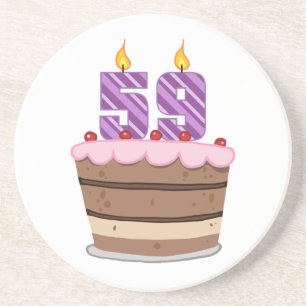 Age 59 on Birthday Cake Coaster