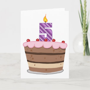 Age 5 on Birthday Cake Card