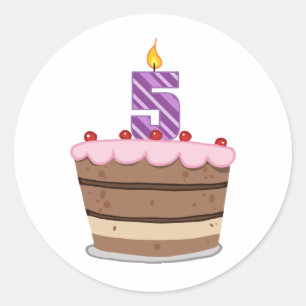 Age 5 on Birthday Cake Classic Round Sticker