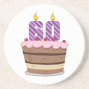 Age 60 on Birthday Cake Coaster