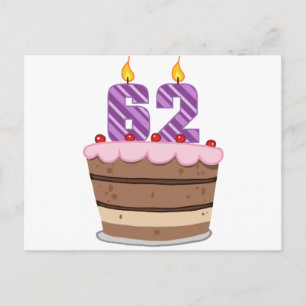 Age 62 on Birthday Cake Postcard