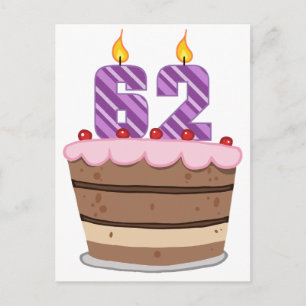 Age 62 on Birthday Cake Postcard