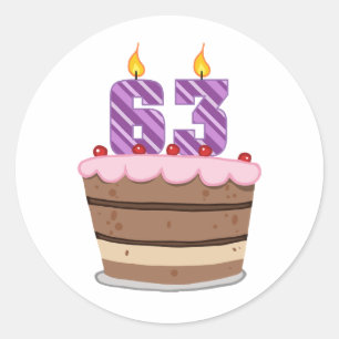 Age 63 on Birthday Cake Classic Round Sticker
