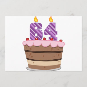 Age 64 on Birthday Cake Card