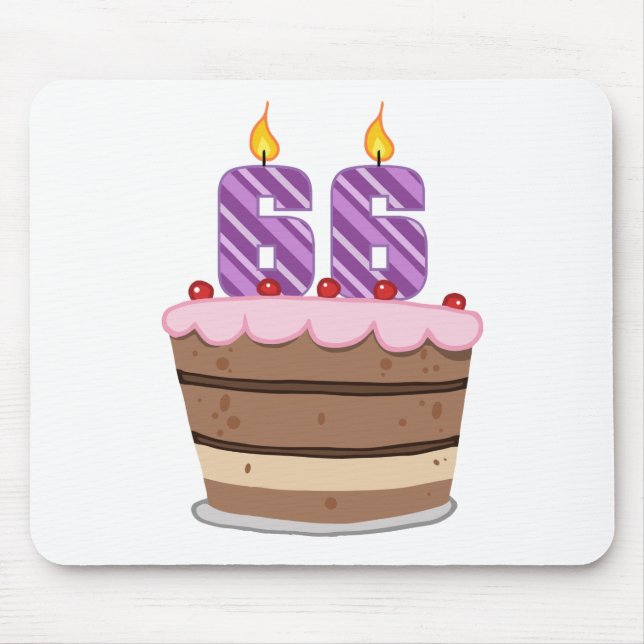 Age 66 on Birthday Cake Mouse Pad (Front)