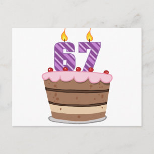 Age 67 on Birthday Cake Postcard