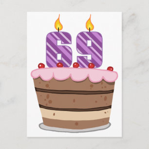 Age 69 on Birthday Cake Postcard
