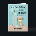 Age 6 Nephew Birthday Beach Funny Cool Racoon Card<br><div class="desc">When a beloved nephew is about to celebrate a 6th birthday and you still can’t decide on what to gift him as you join the celebration. Well,  your problem already has an answer,  and this card is it. Personalise this with his name now and order your copy!</div>