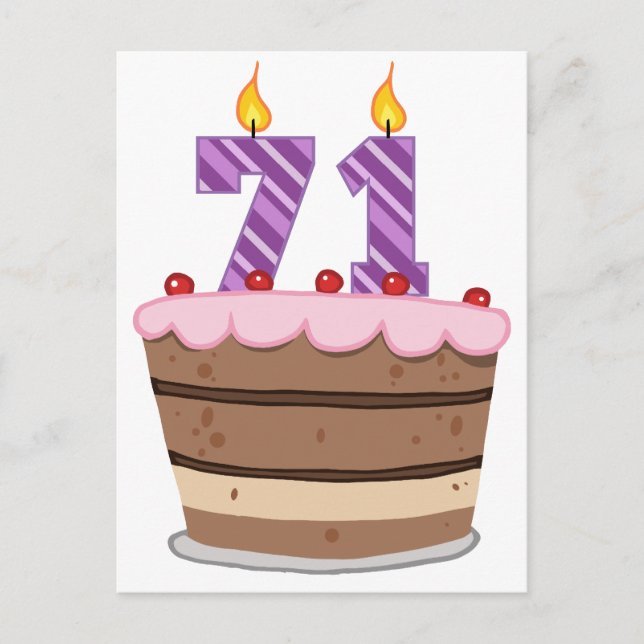 Age 71 on Birthday Cake Postcard (Front)