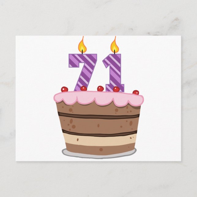 Age 71 on Birthday Cake Postcard (Front)