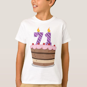 Age 71 on Birthday Cake T-Shirt