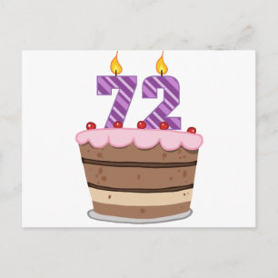 Age 72 on Birthday Cake Postcard
