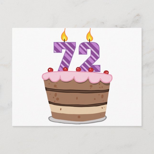 Age 72 on Birthday Cake Postcard (Front)