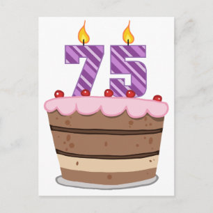 Age 75 on  Birthday Cake Postcard