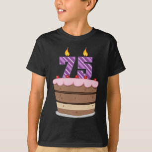 Age 75 on Birthday Cake T-Shirt