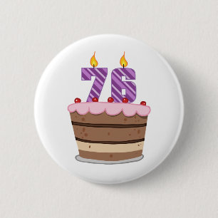Age 76 on Birthday Cake 6 Cm Round Badge