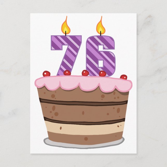 Age 76 on Birthday Cake Postcard (Front)