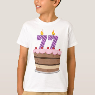 Age 77 on Birthday Cake T-Shirt