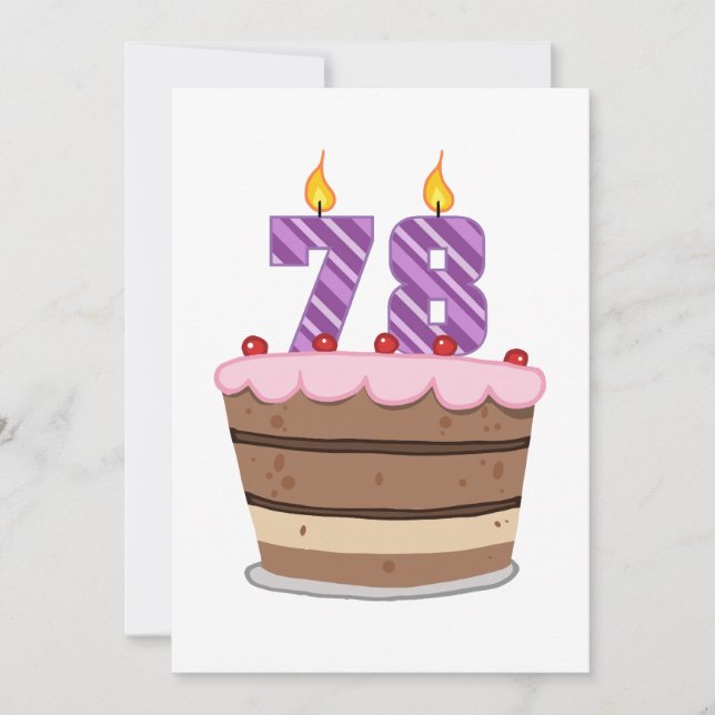 Age 78 on Birthday Cake Card (Front)
