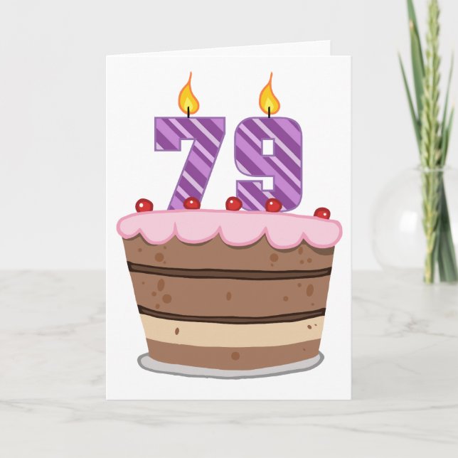 Age 79 on Birthday Cake Card (Front)