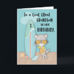 Age 7 Great Grandson Birthday Beach Funny Racoon Card<br><div class="desc">Wish your great grandson a “BEACHY” birthday once he turns seven with this cool racoon card. You will see him on the cover holding a surfboard and is all ready to ride the waves. This would be the best fun summer card you can give your great grandson.</div>