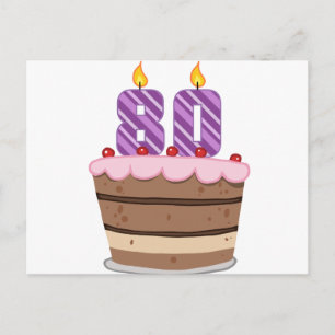 Age 80 on Birthday Cake Postcard