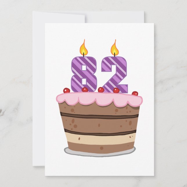 Age 82 on Birthday Cake Card (Front)