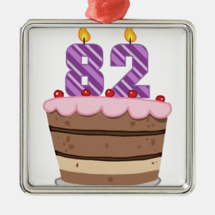 Age 82 on Birthday Cake Metal Tree Decoration