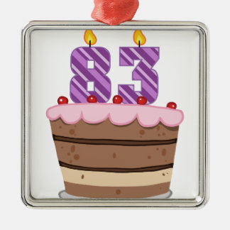 Age 83 on Birthday Cake Metal Ornament