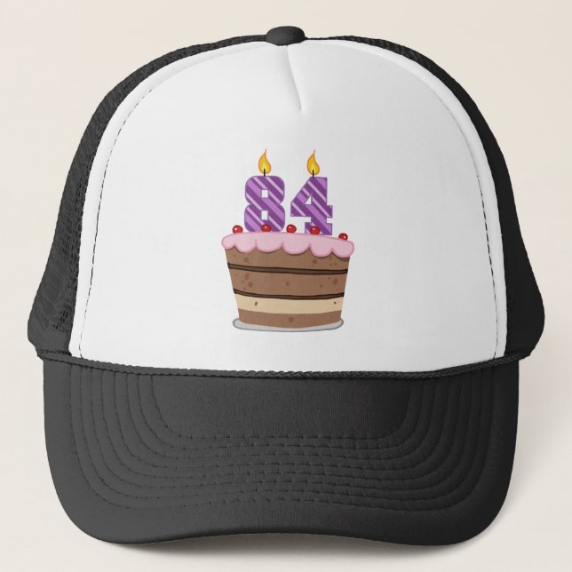 Age 84 on Birthday Cake Trucker Hat (Front)