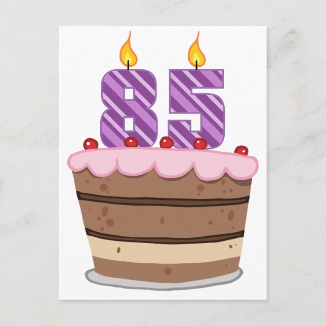 Age 85 on Birthday Cake Postcard (Front)