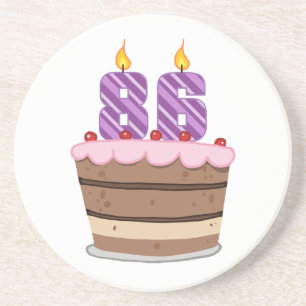 Age 86 on Birthday Cake Coaster