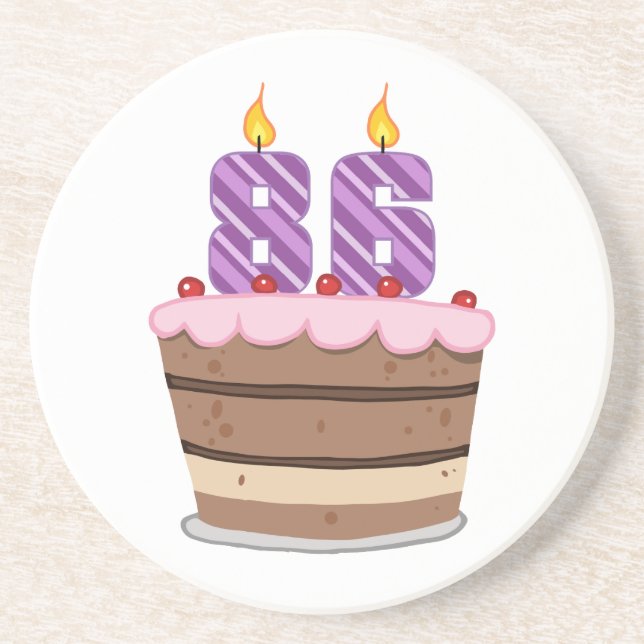 Age 86 on Birthday Cake Coaster (Front)