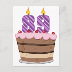 Age 89 on Birthday Cake Postcard