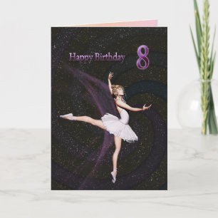 Age 8, a ballerina birthday card
