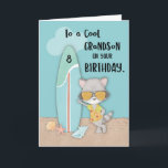 Age 8 Grandson Birthday Beach Funny Cool Racoon  Card<br><div class="desc">Celebrate your cute grandson’s 8th birthday with this cool racoon card with a summer theme. This card is just right for the season and is fun to give to tease him to go out and enjoy the sun,  sea,  sand and especially the water.</div>