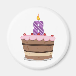 Age 8 on Birthday Cake Magnet