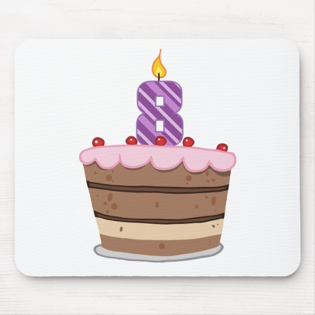 Age 8 on Birthday Cake Mouse Pad (Front)