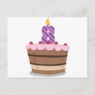 Age 8 on Birthday Cake Postcard