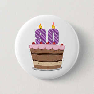 Age 90 on Birthday Cake 6 Cm Round Badge