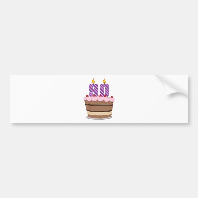 Age 90 on Birthday Cake Bumper Sticker (Front)