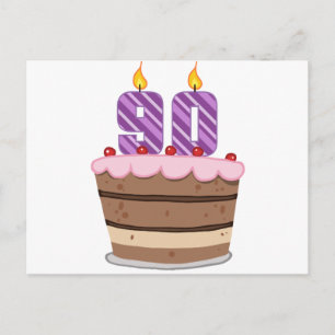 Age 90 on Birthday Cake Postcard
